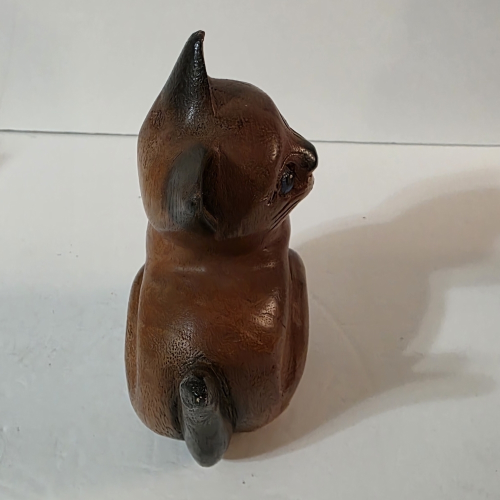 Vintage Wooden Cat Figurine Hand Carved - Picture 5 of 9